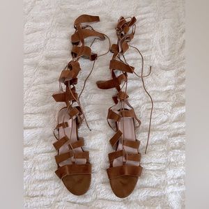 Knee High Gladiator Sandals - Brown
